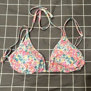 Xhiliaration white multi color floral bikini top. Size L.